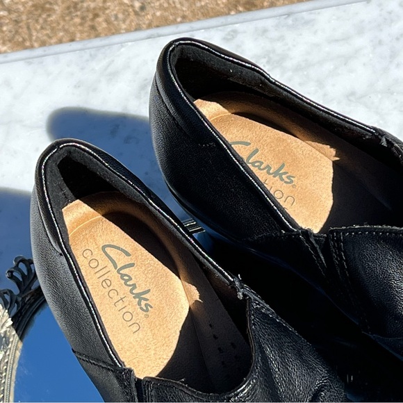 Clarks Emily 2 Cove, Black, Slip-on Shoe, 8, Ruching Detail, 2” Heel, Like New - Picture 4 of 13